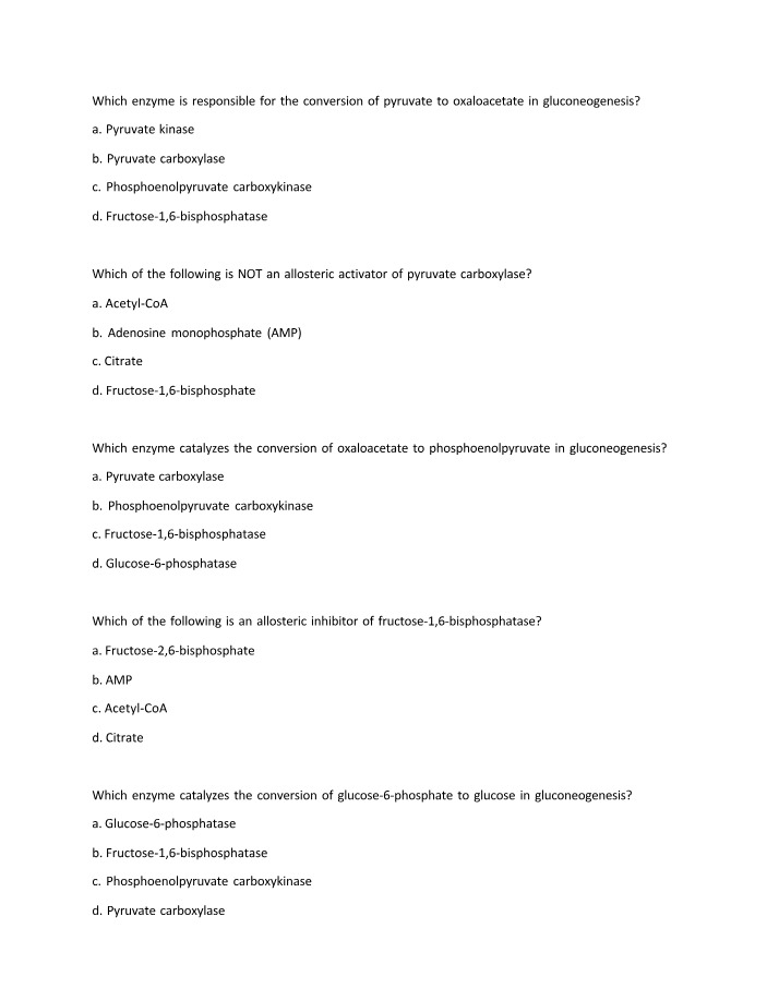 Gluconeogenesis Study Notes
