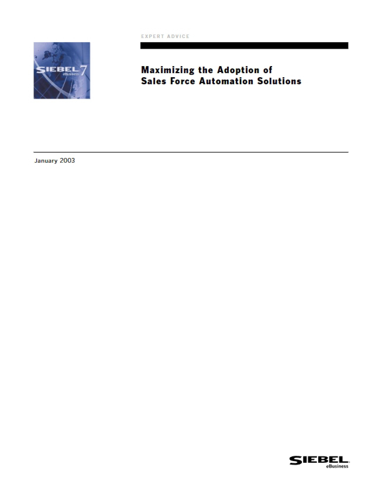 Sales Force Automation Solutions Maximizing Adoption