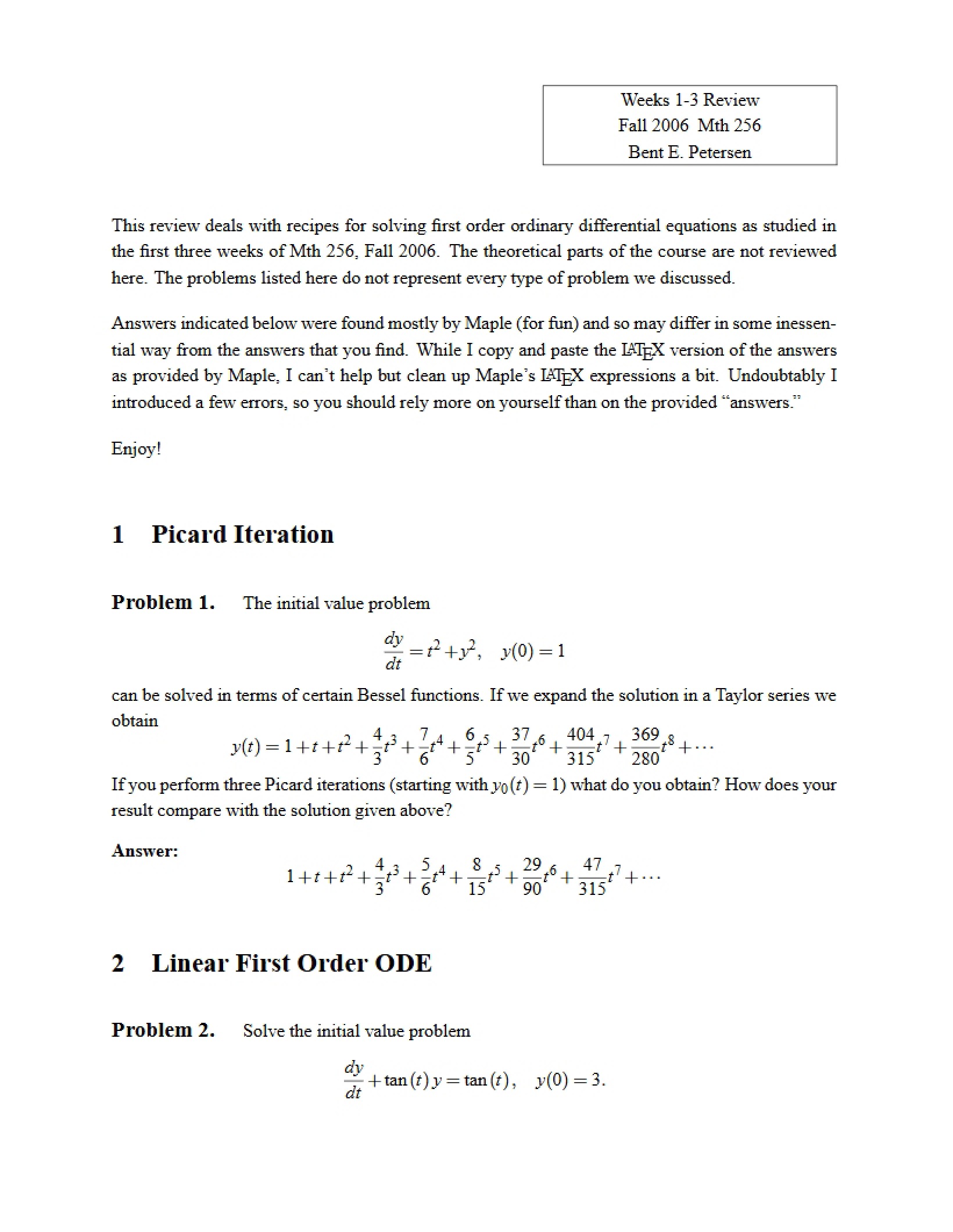 Differential Equations Lecture Notes