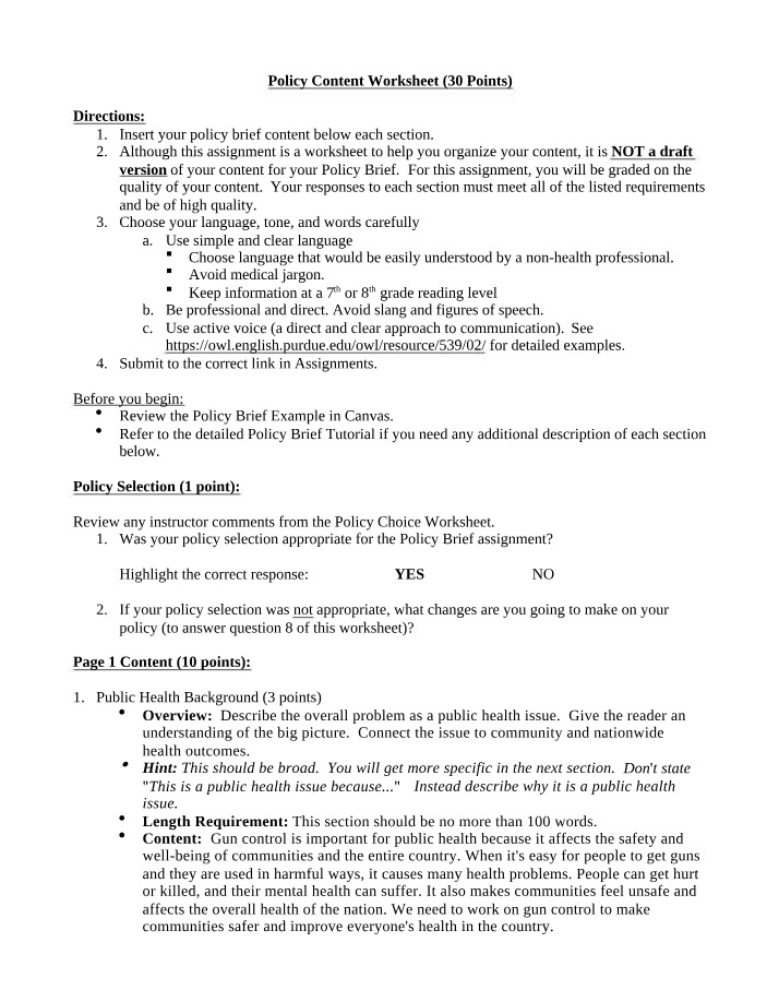 Worksheet - Gun Control and Public Health