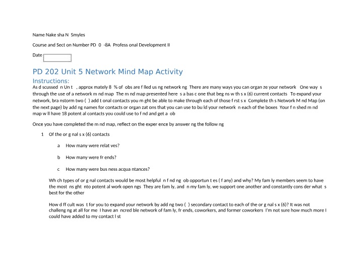 Network Mind Map - Unit 5 Activity