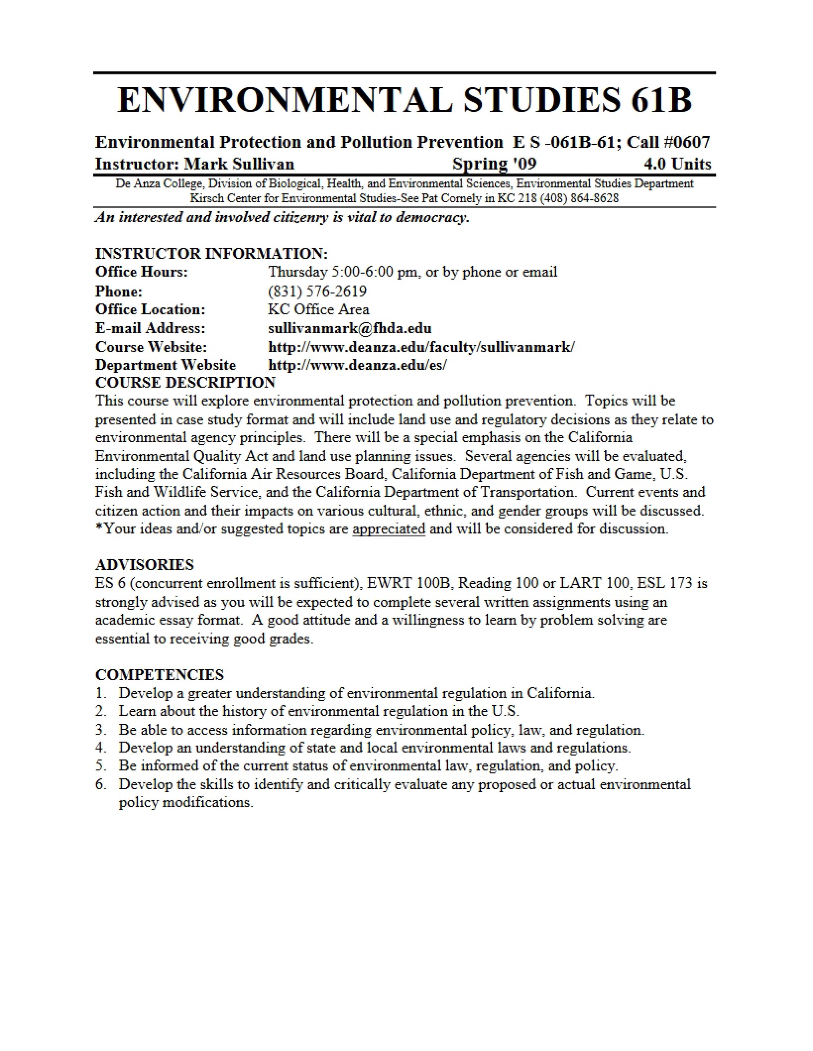 Course Syllabus