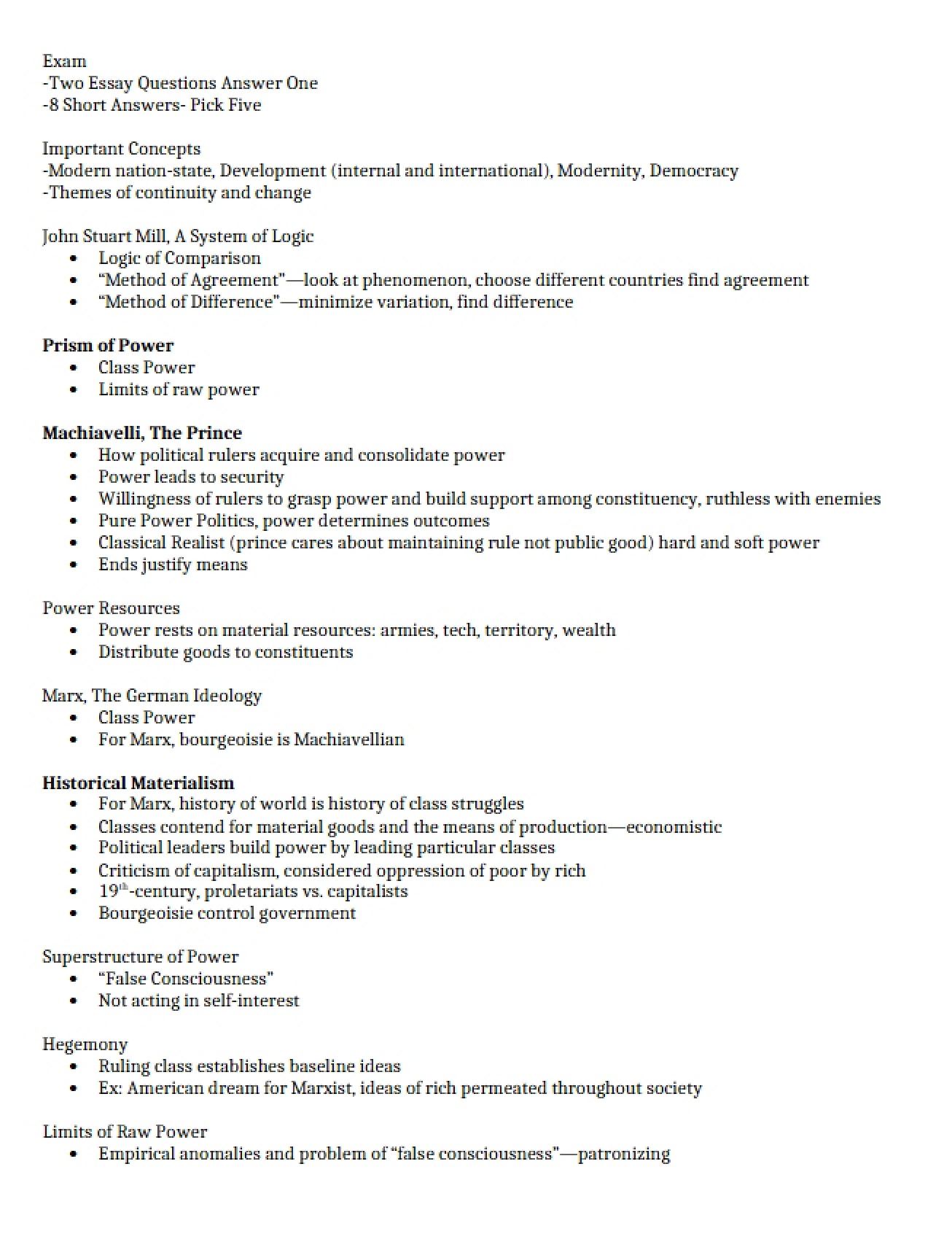Comparative Politics Exam Review