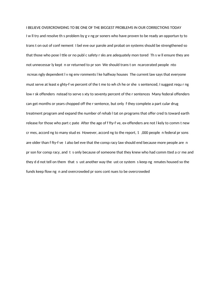 Resolving Overcrowding in Corrections - Strengthening Parole