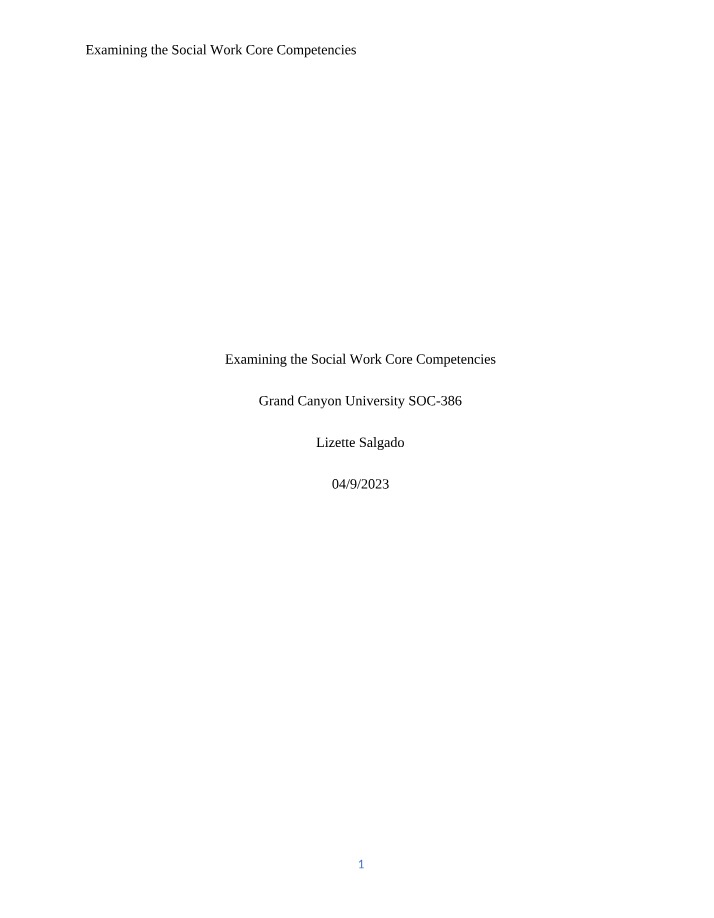Social Work Core Competencies