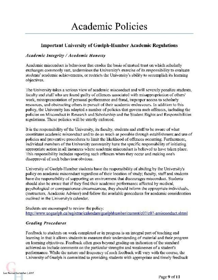 Academic Policies (COMP5418)