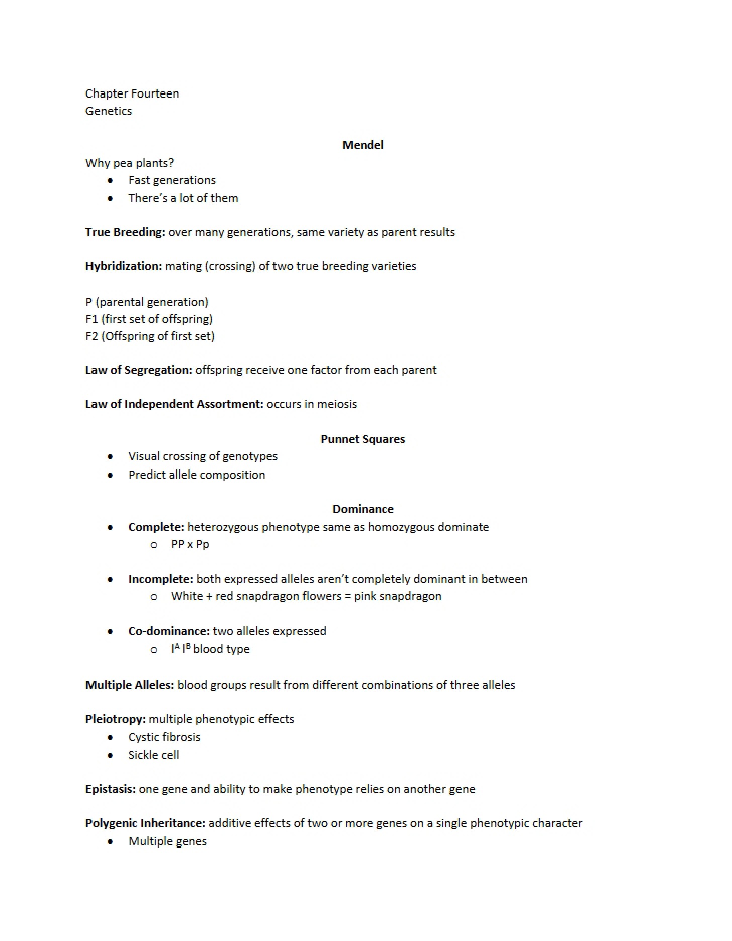 Mendelian Genetics