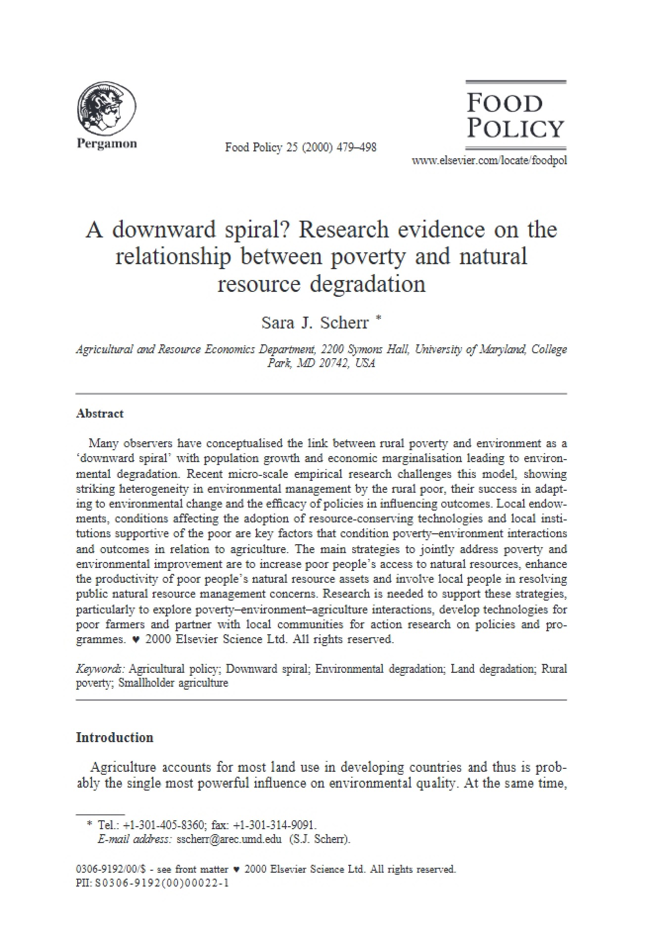 Natural Resource Degradation and Poverty Research Evidence