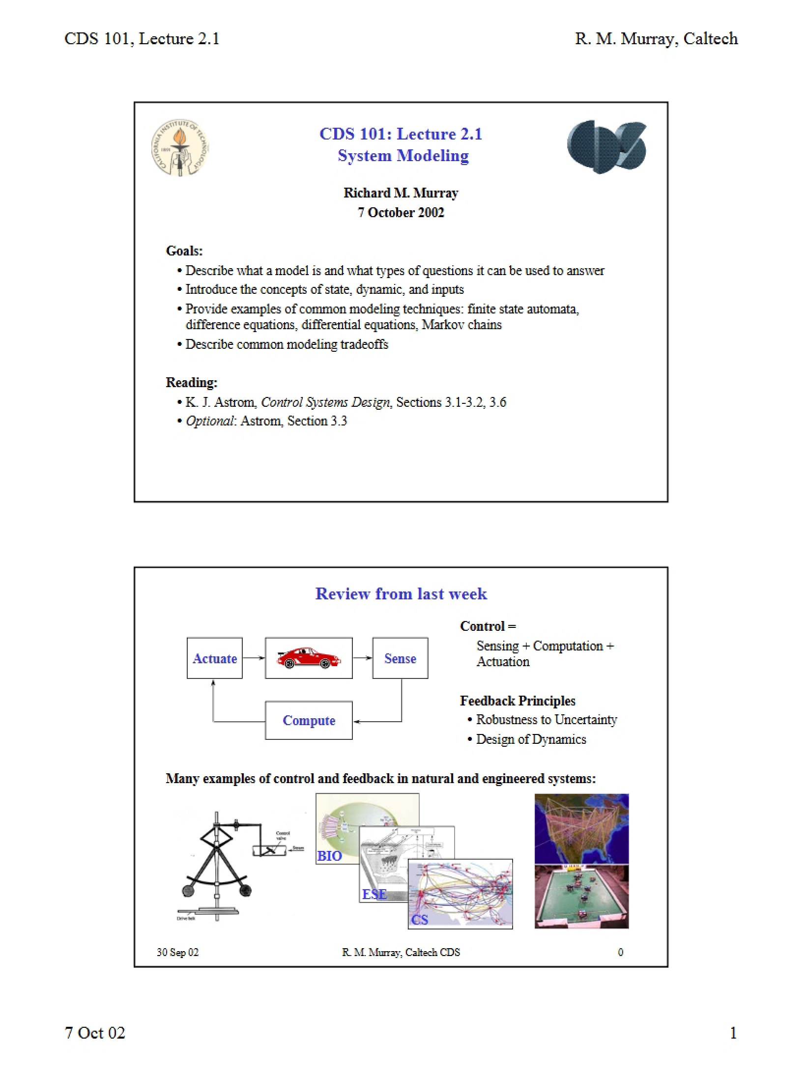 Feedback System Modeling