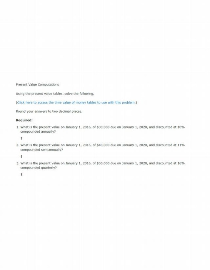 Computations for Present Value
