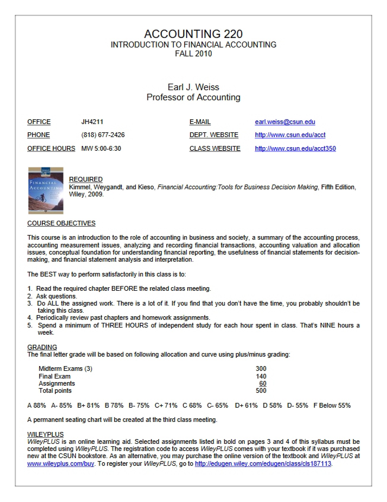 Intro to Financial Accounting Syllabus