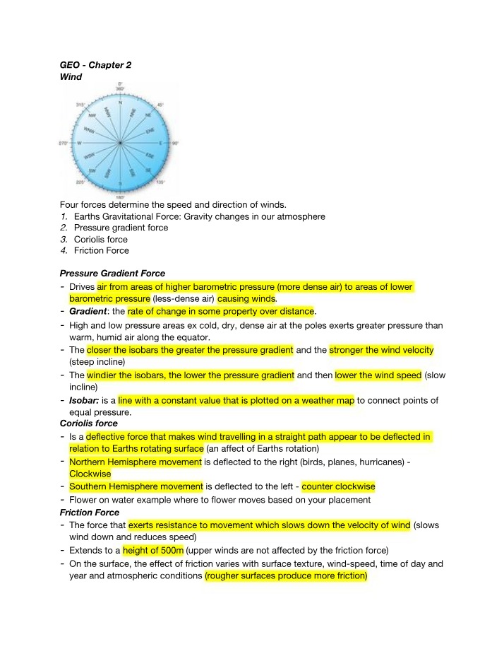 Wind Systems - Forces, Movement, and Pressure