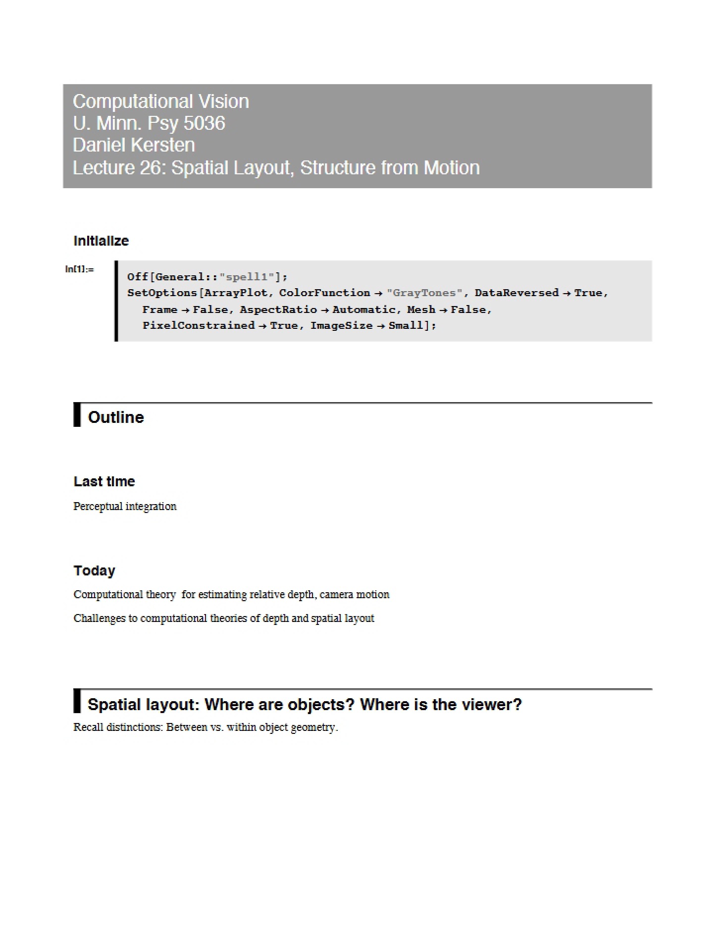 Structure from Motion and Spatial Layout