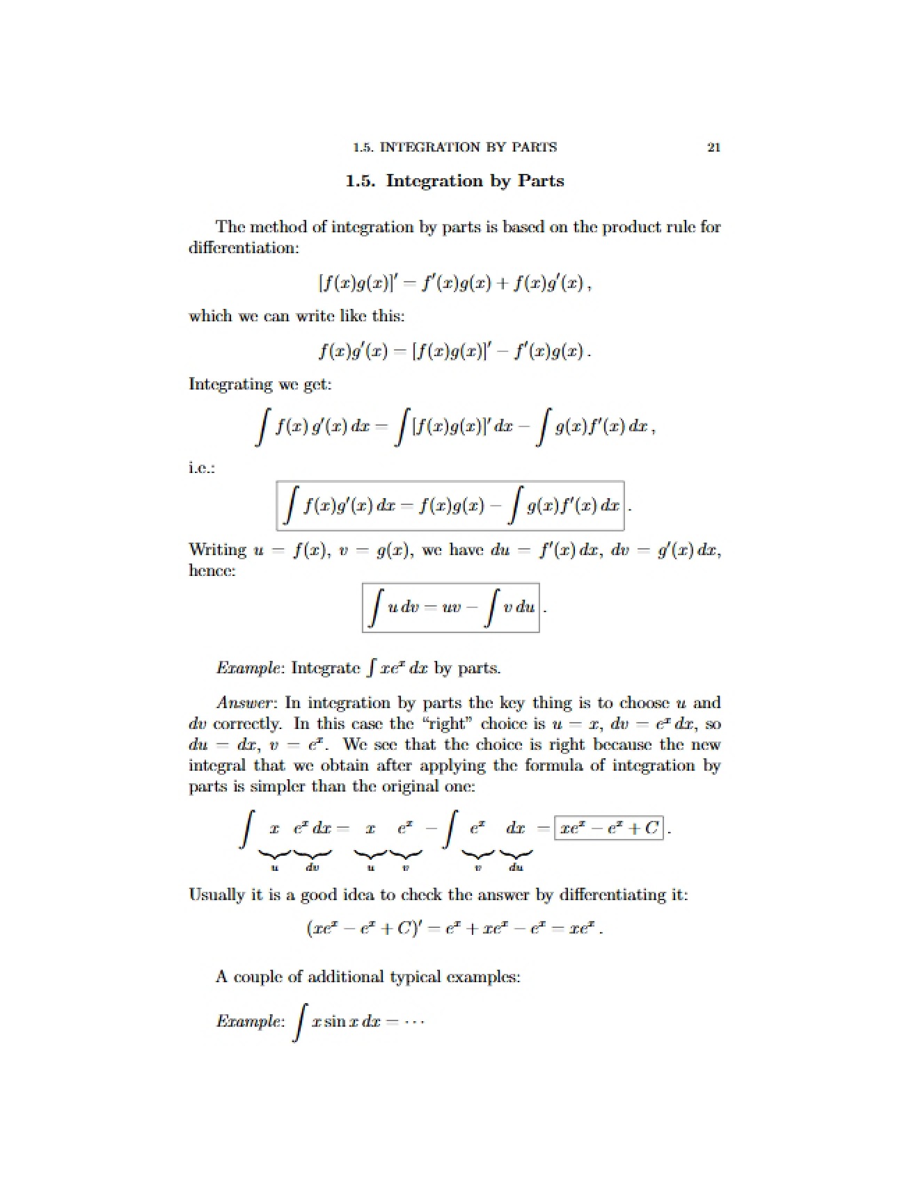 Parts Integration Method