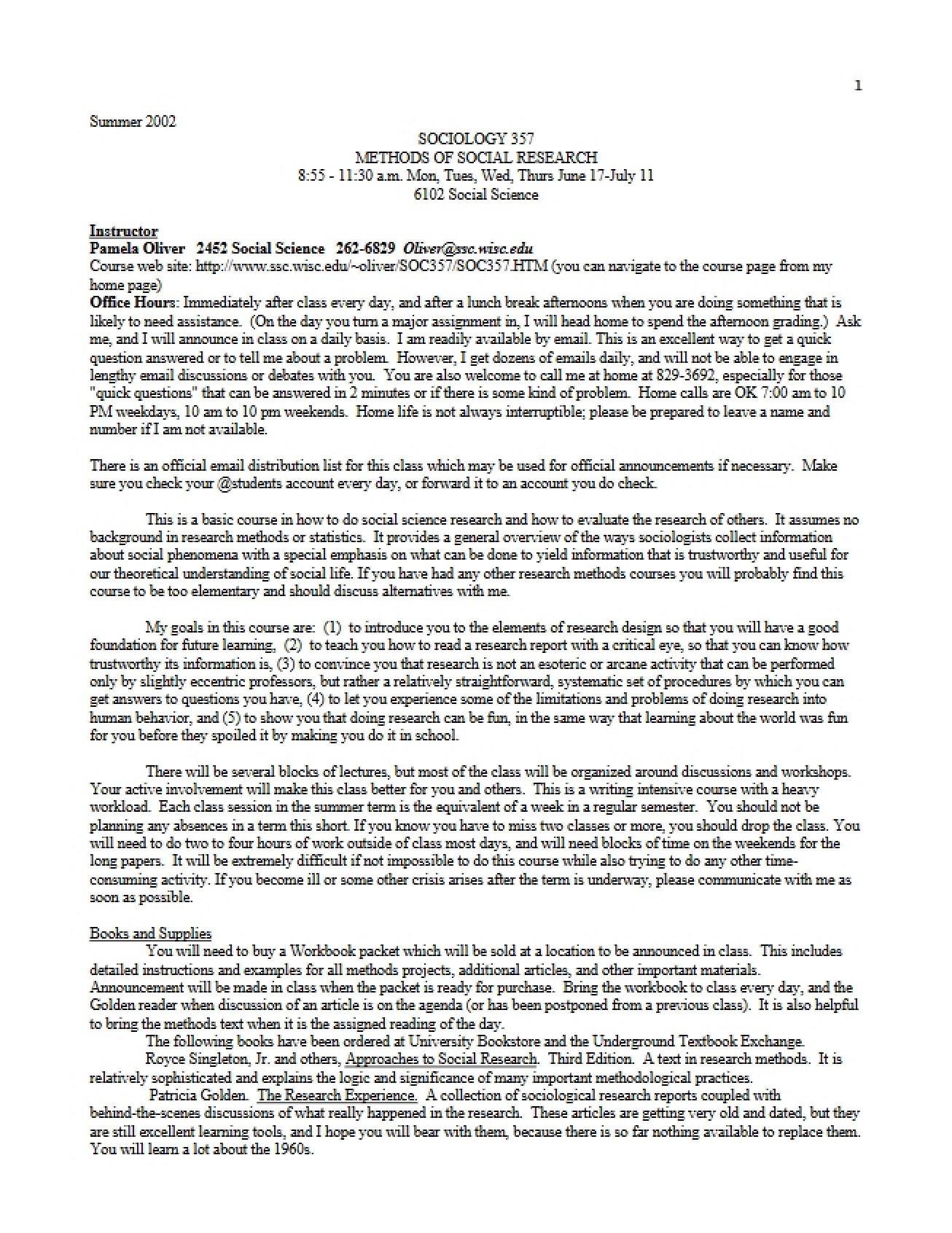 Course Outline for SOC 357