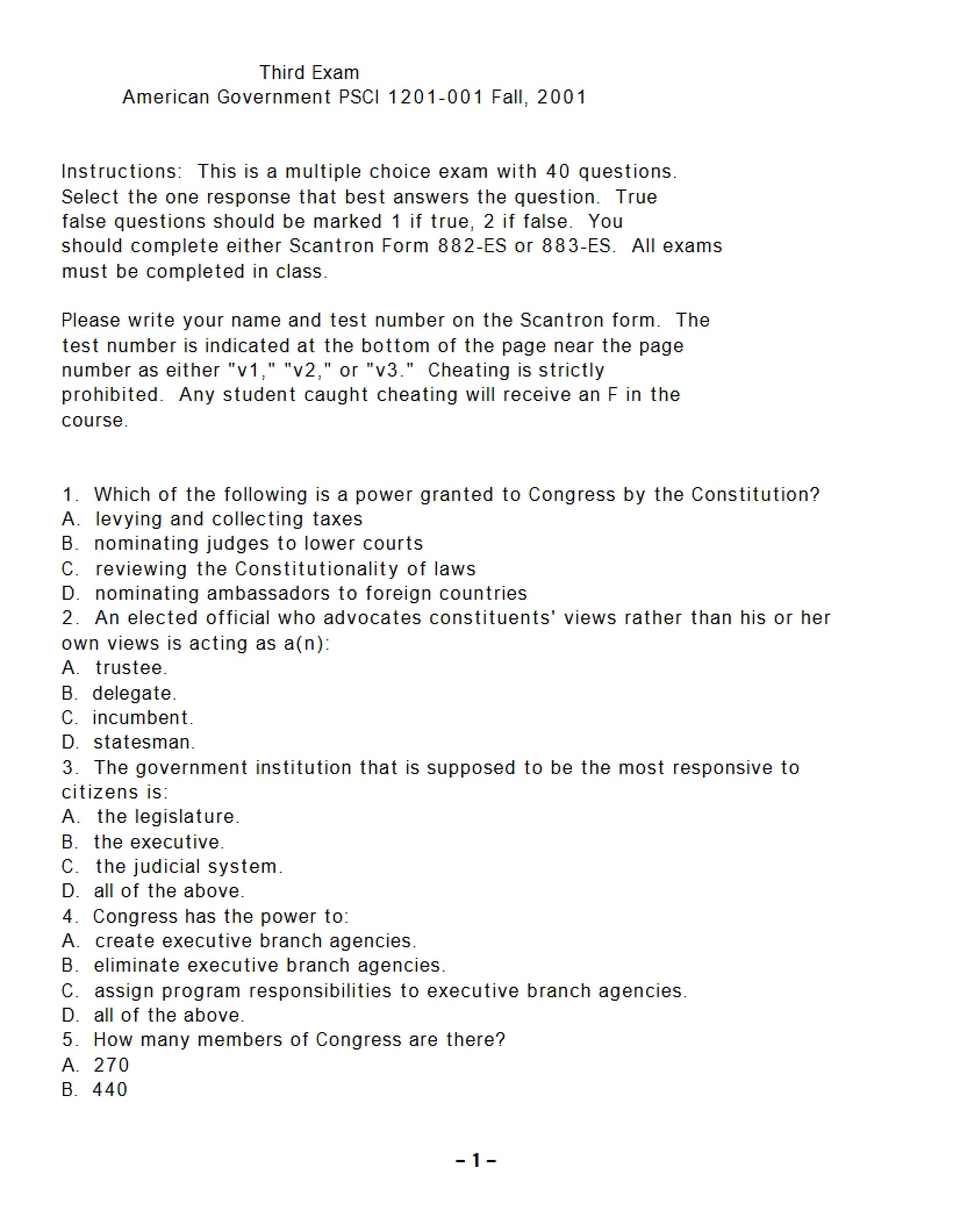 American Government Test