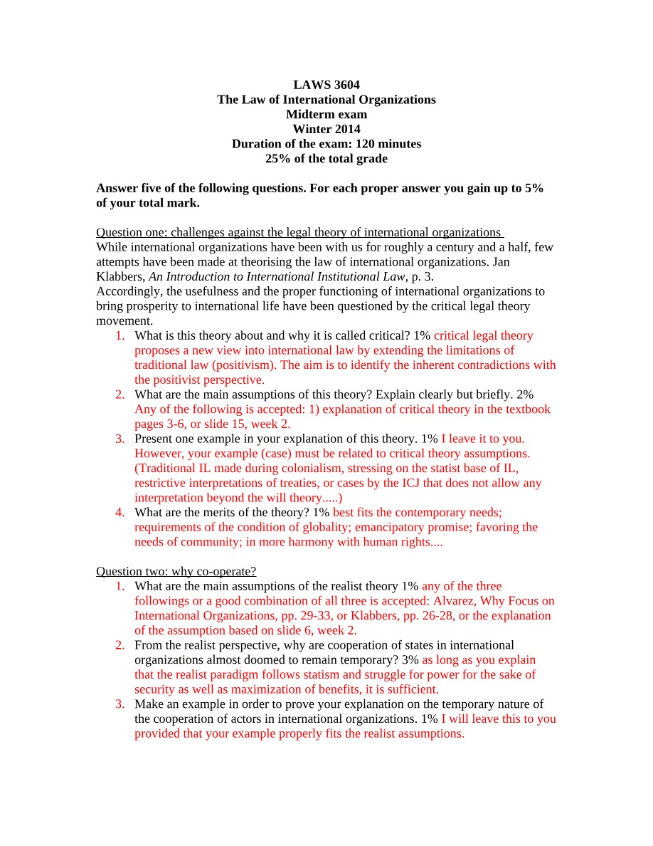 Winter 2014 Midterm Exam - LAWS 3604