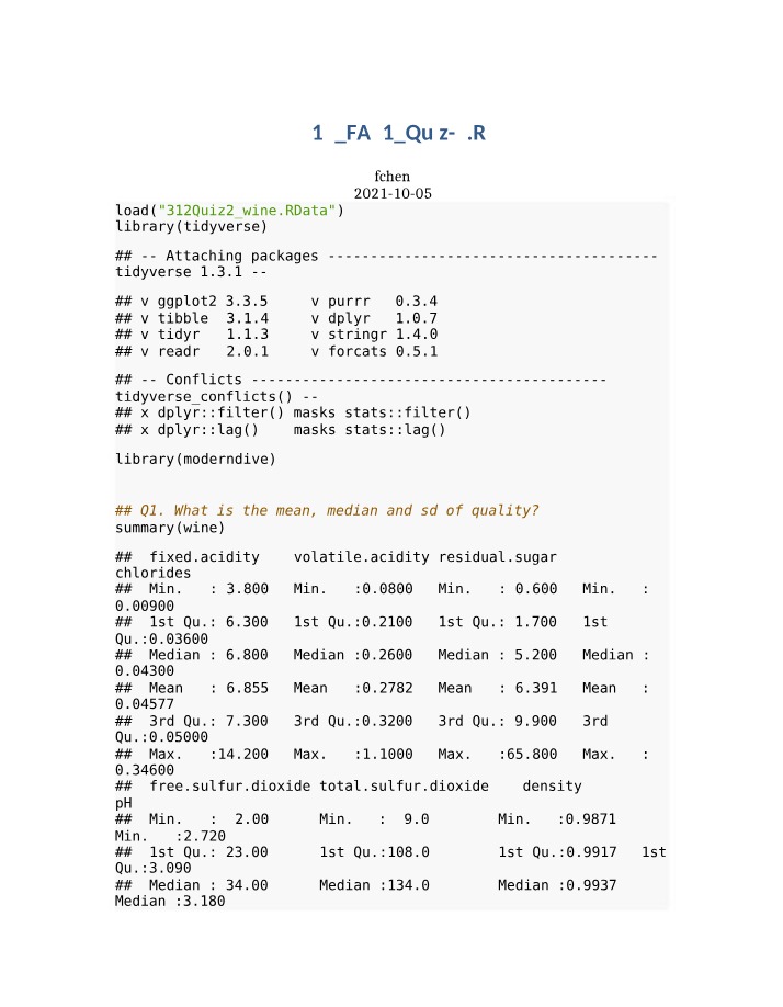 Analysis of Quiz 2