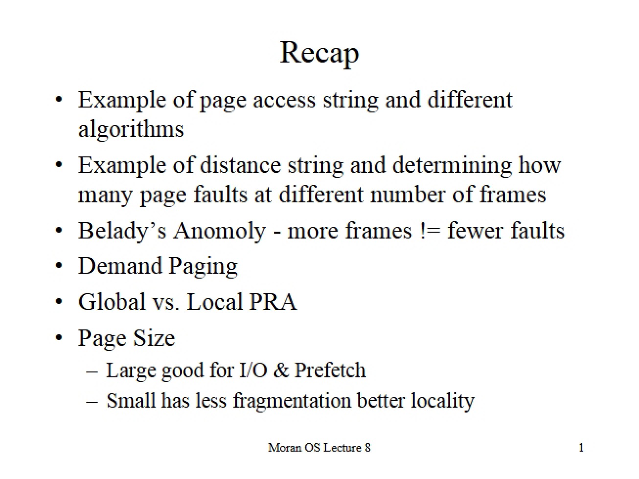 Operating Systems Review