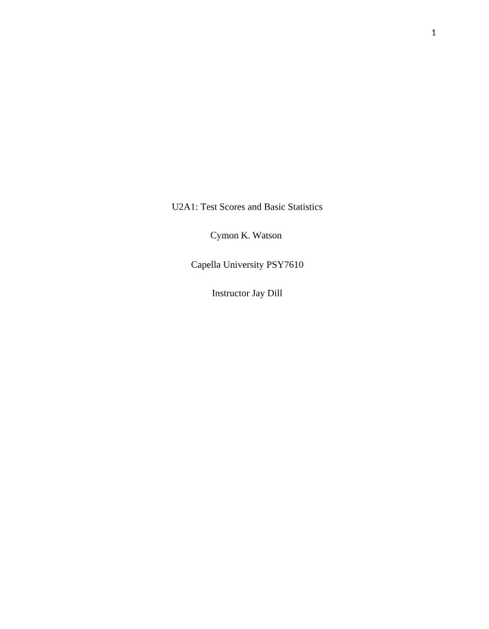Test Scores, Basic Statistics, and Reliability