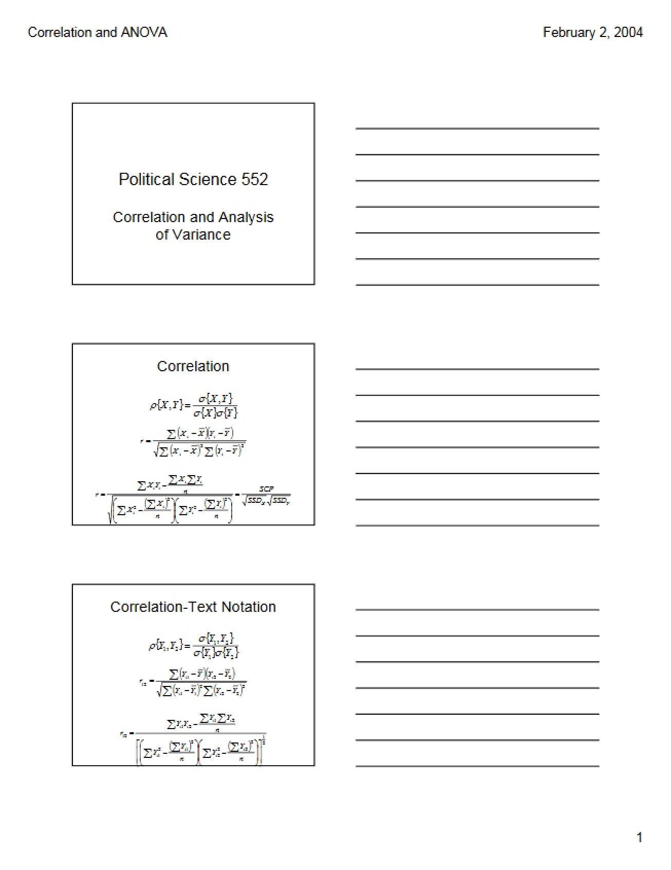 Analysis of Variance and Correlation