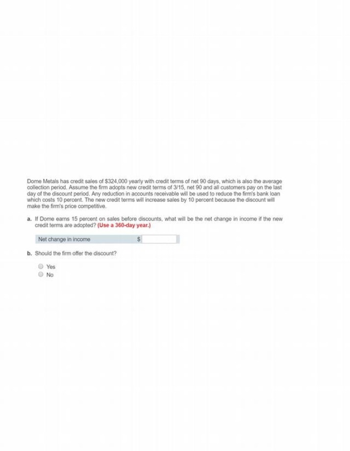 Dome Metals - Analysis of Credit Terms and Net Income Change