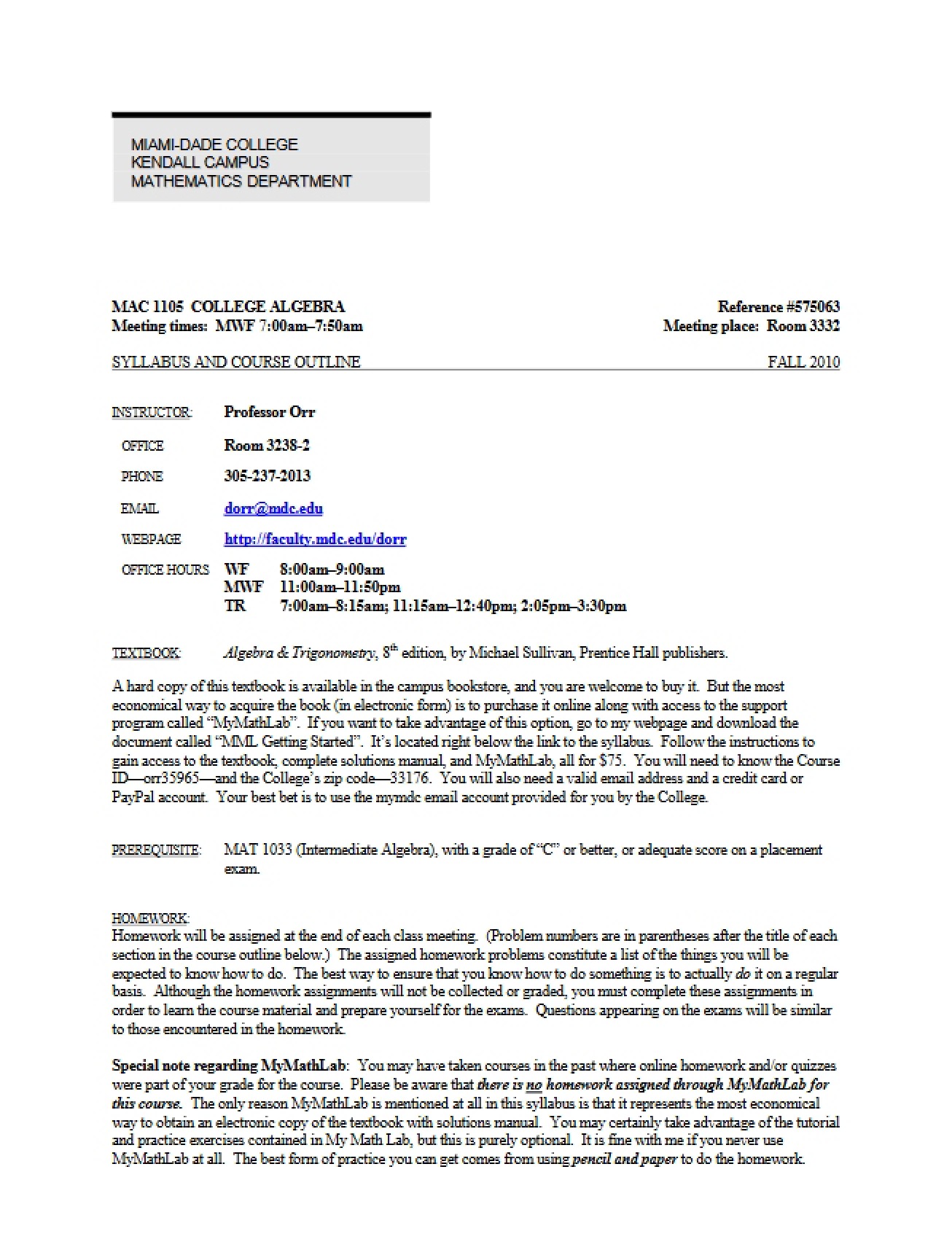 College Algebra Syllabus Document (1)