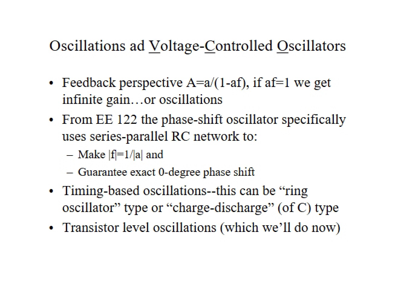 Examination of the Principles of Oscillations and Voltage-Controlled Oscillators