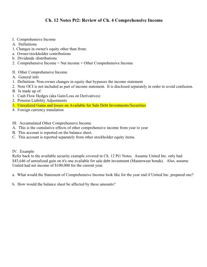 Notes for Chapter 12 Part 2