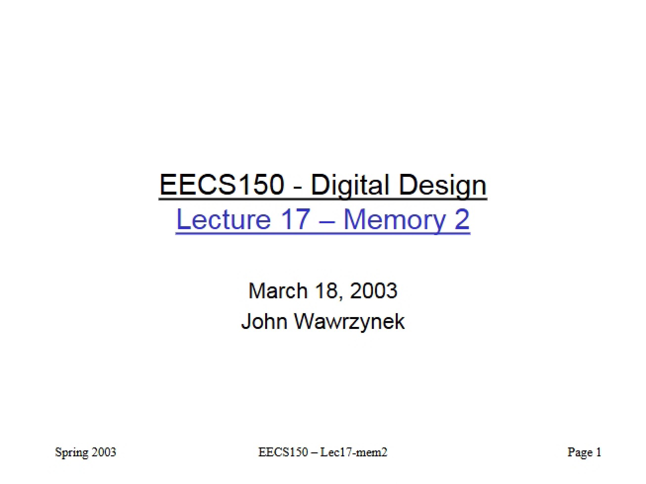 Memory Systems Part 2