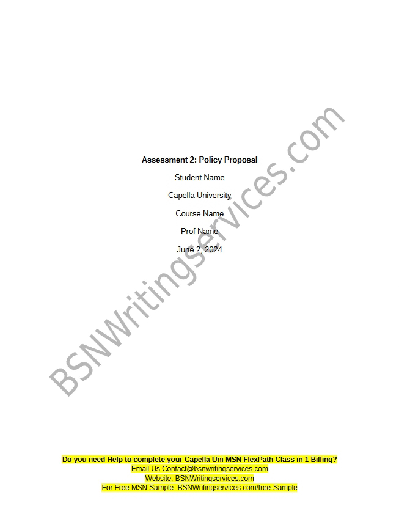 Proposal for Policy (Assessment 2)