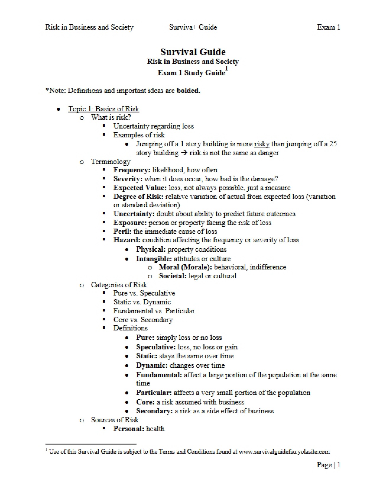 First Exam Study Reference