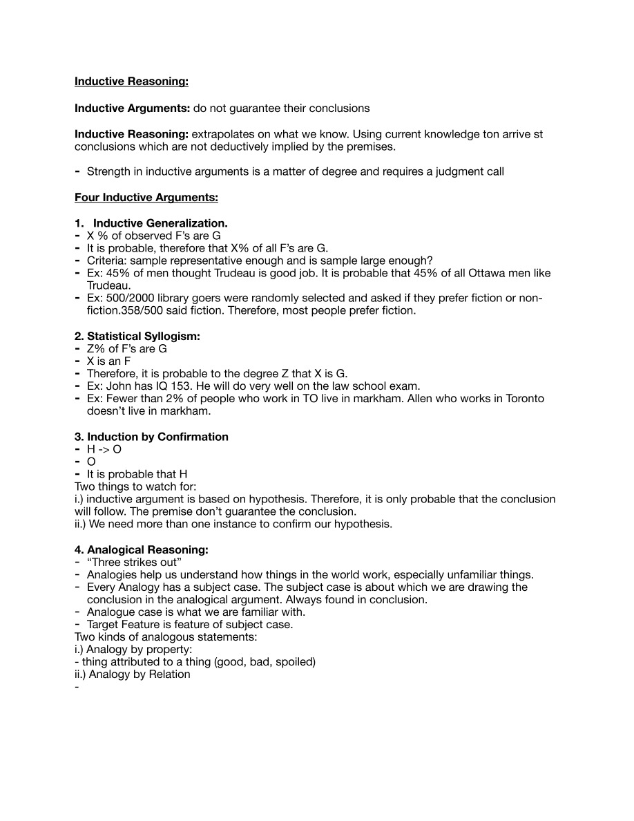 Inductive Reasoning - Examples and Notes
