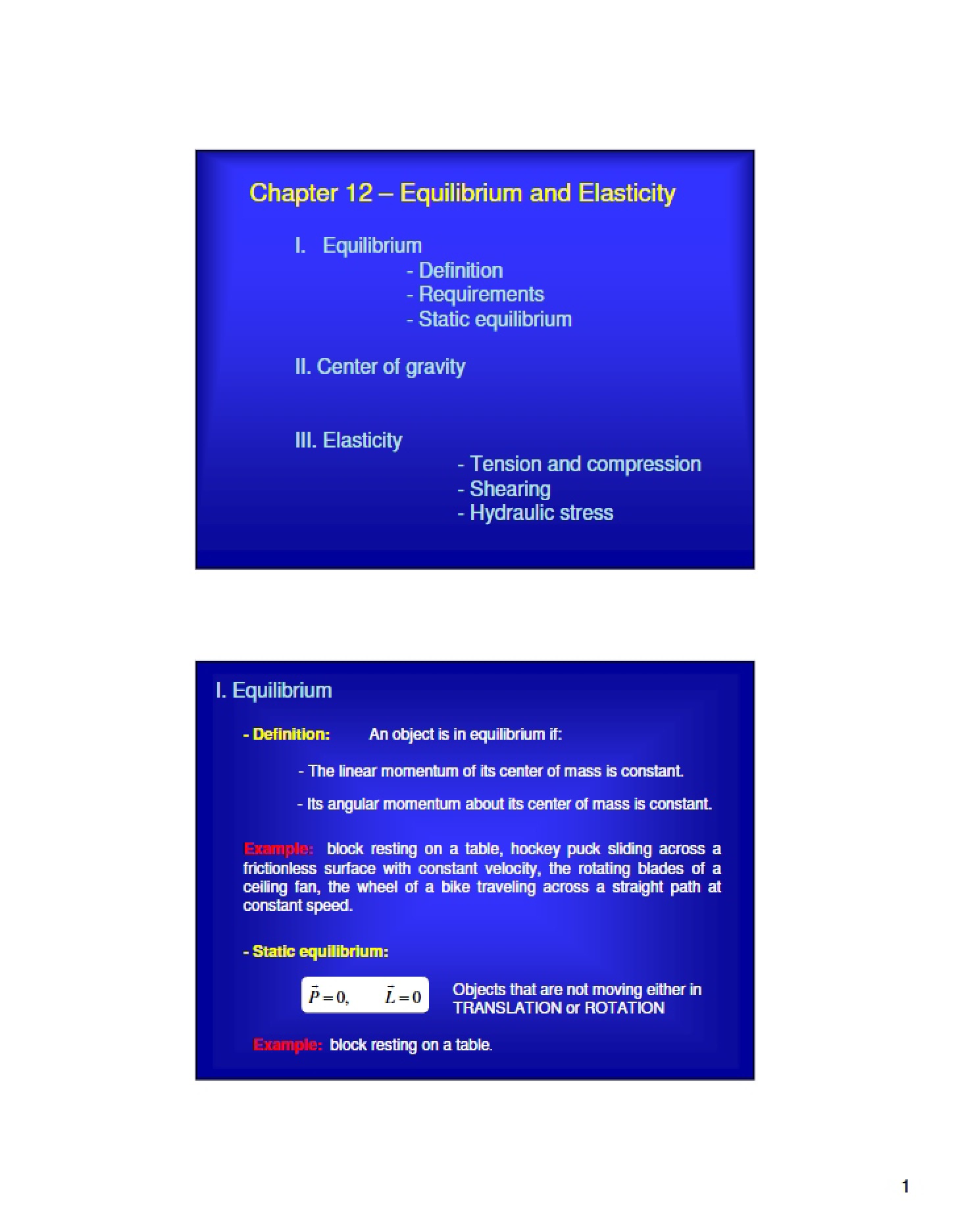 Equilibrium paired with Elasticity
