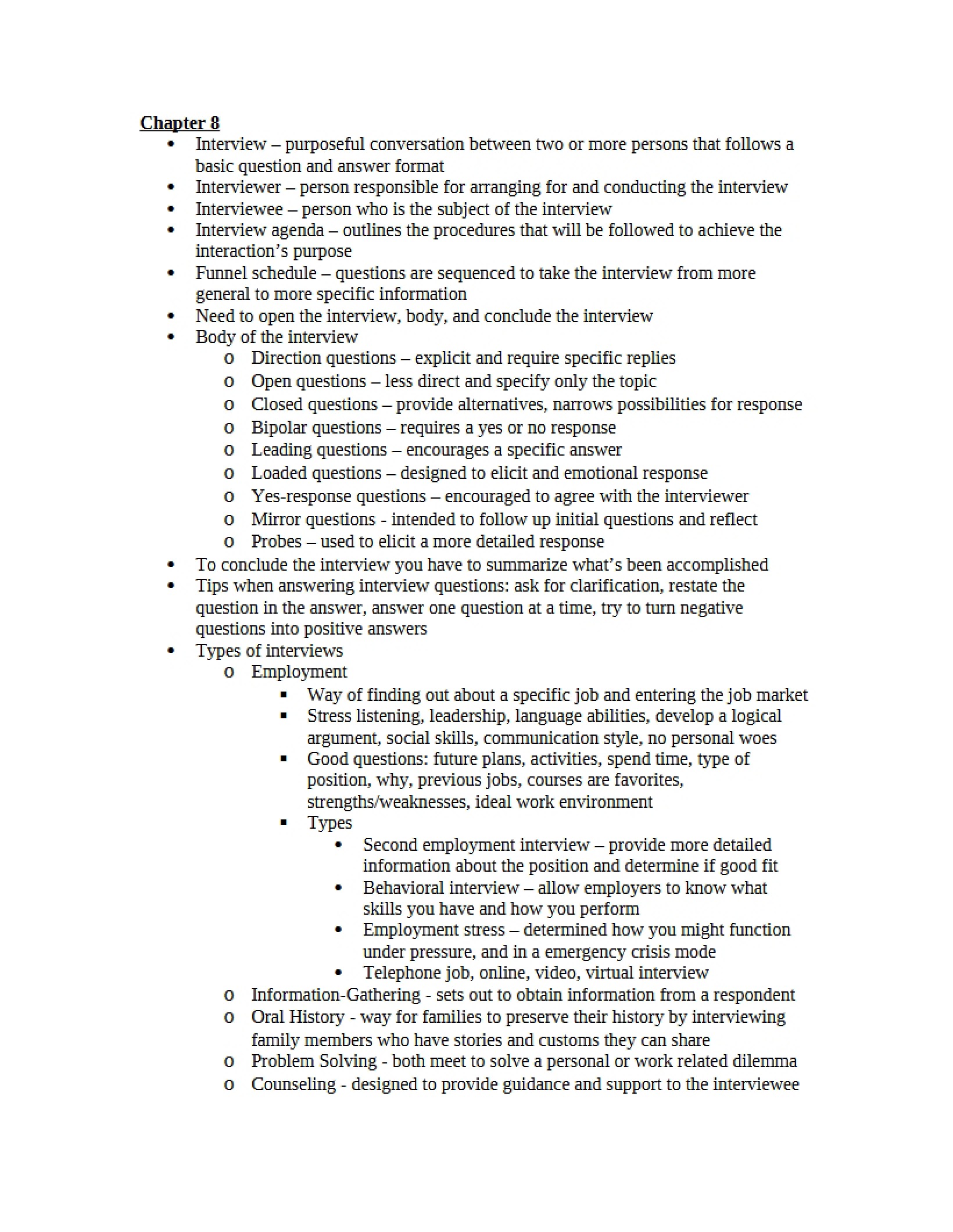 COMM 107 Chapter 08 Summary