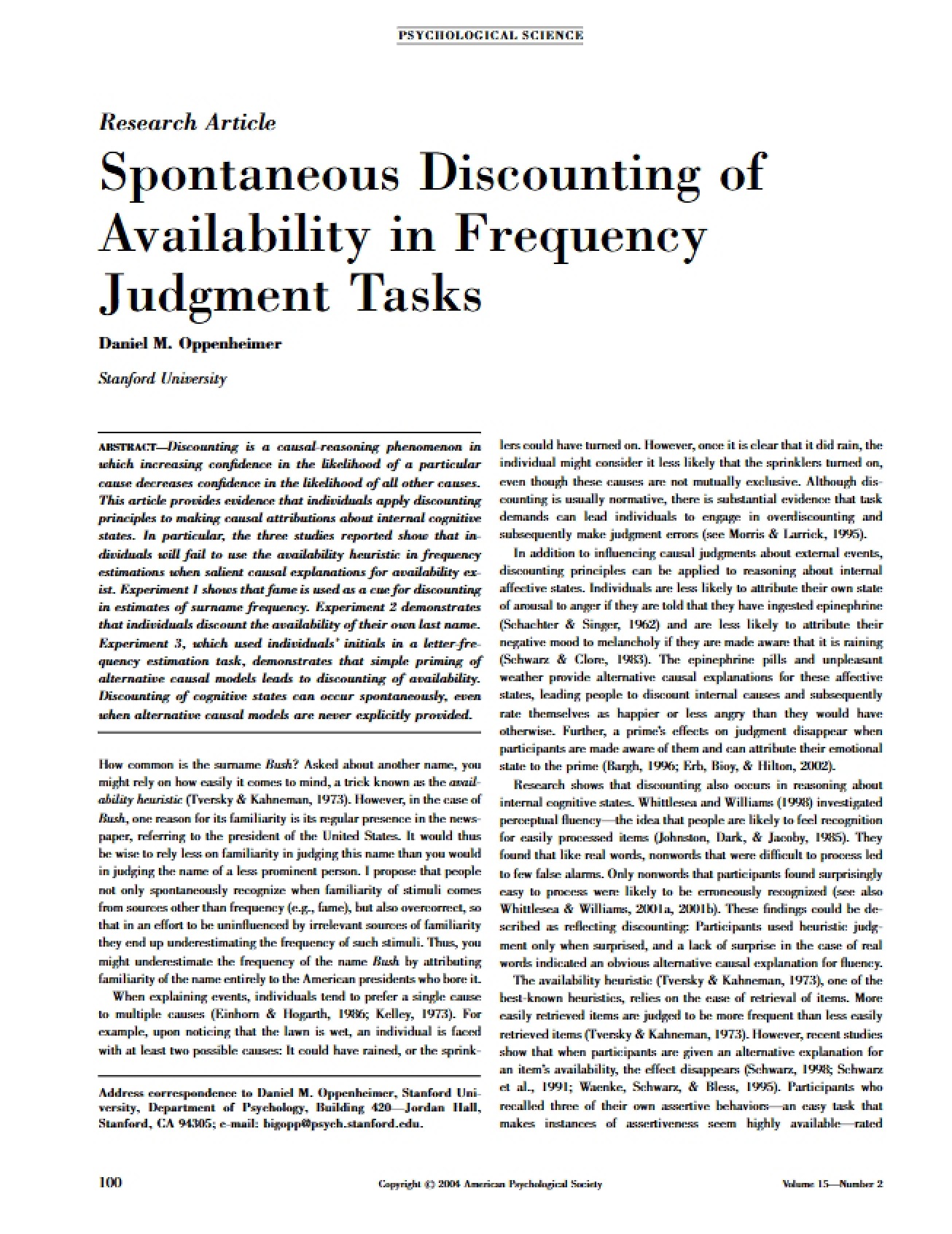 Concept of Spontaneous Discounting
