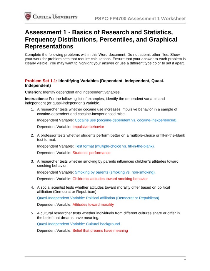 Research and Statistics Basics - Identifying Variables (Sample)