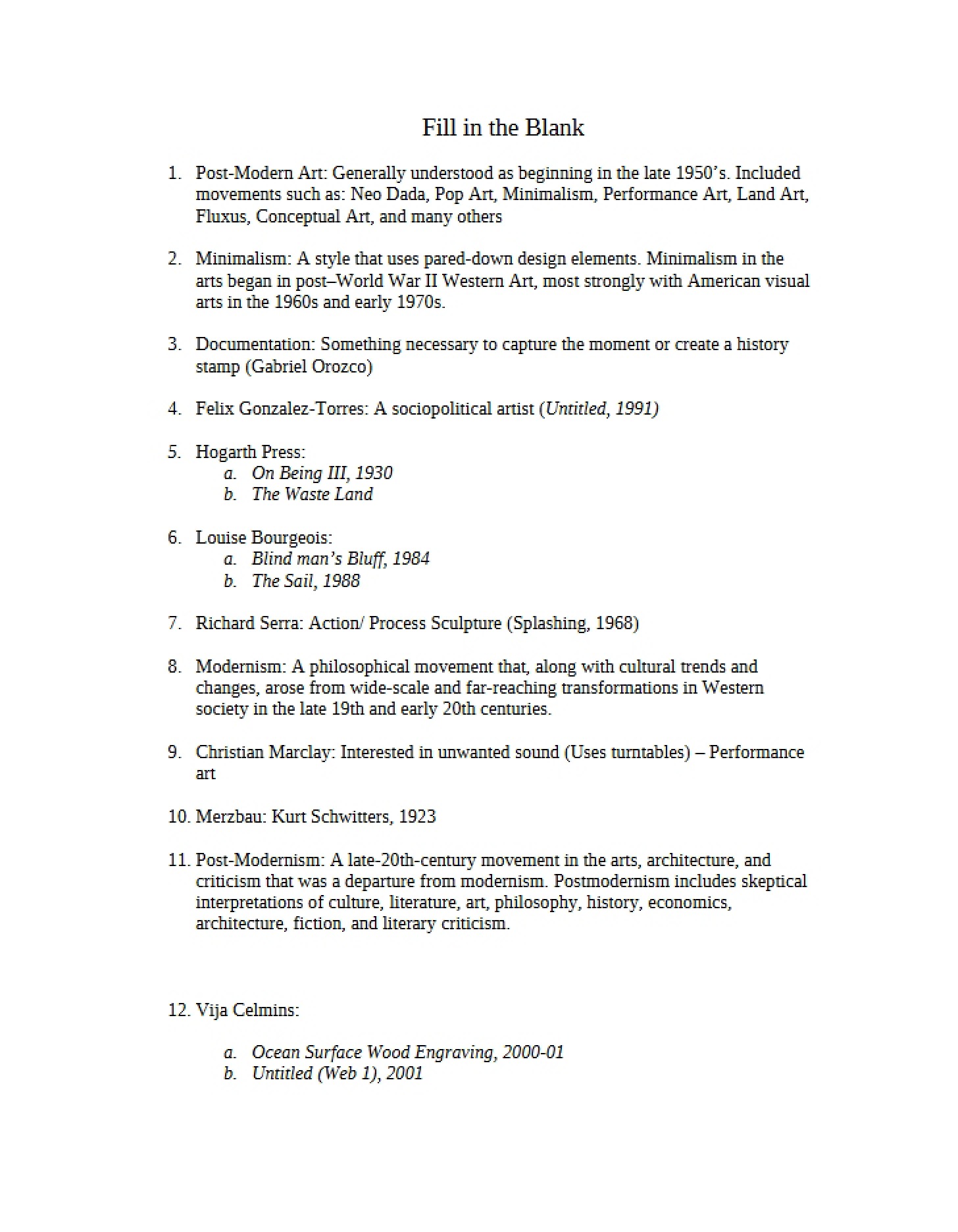 Blank-Filling Exercises