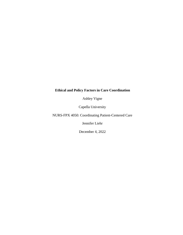 Ethical and Policy Factors for Governmental Care Coordination