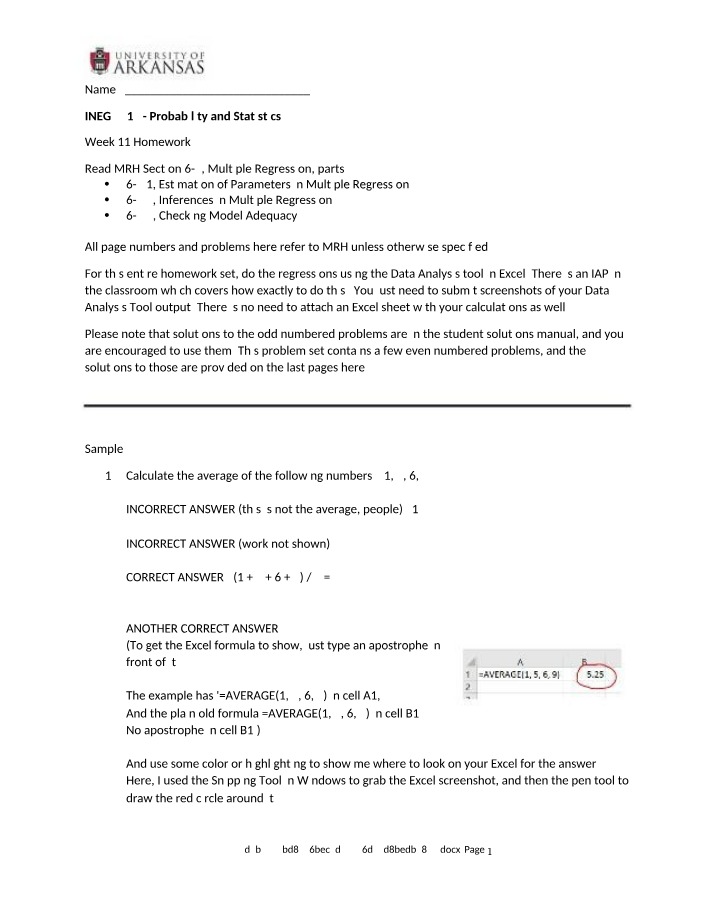 Probability and Statistics Assignment 11