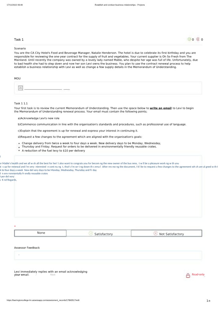 Projects to Establish and Conduct Business Relationships