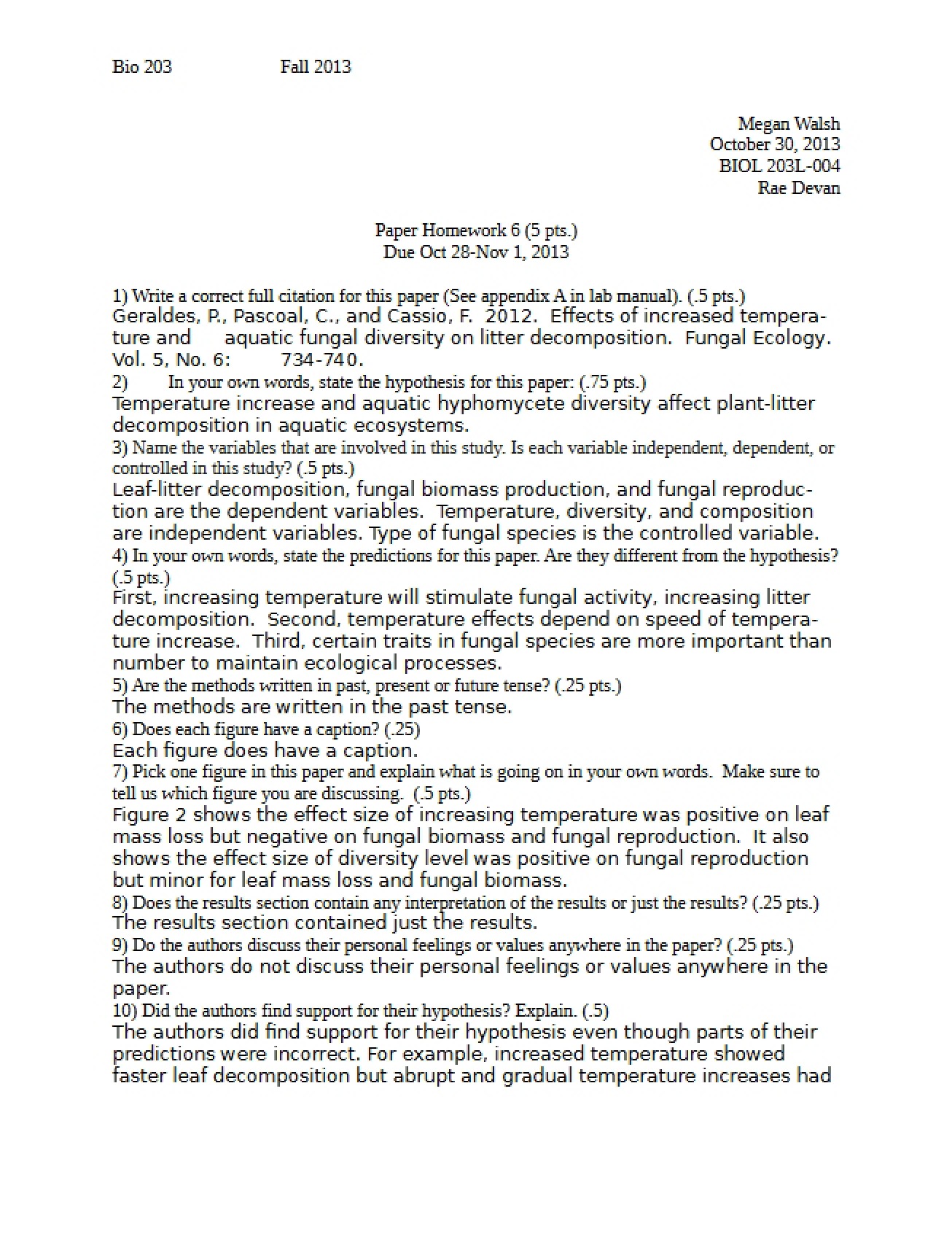 Evolution BIO HW 6