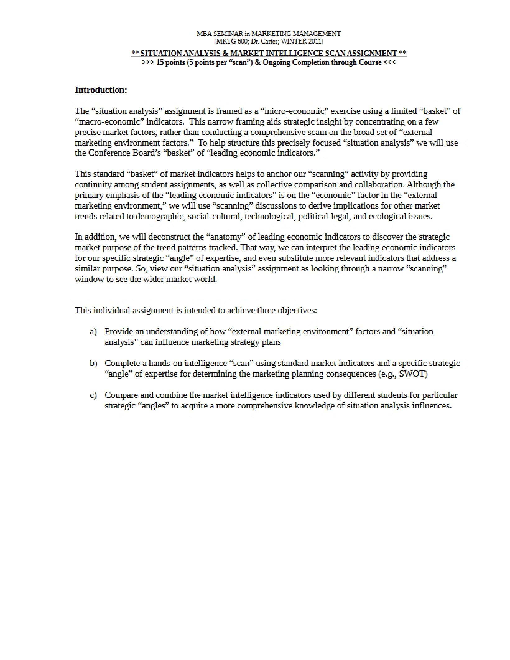 Assignment on Situation Analysis