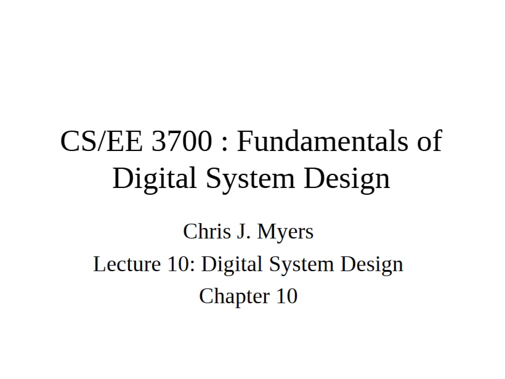 Digital System Design Notes