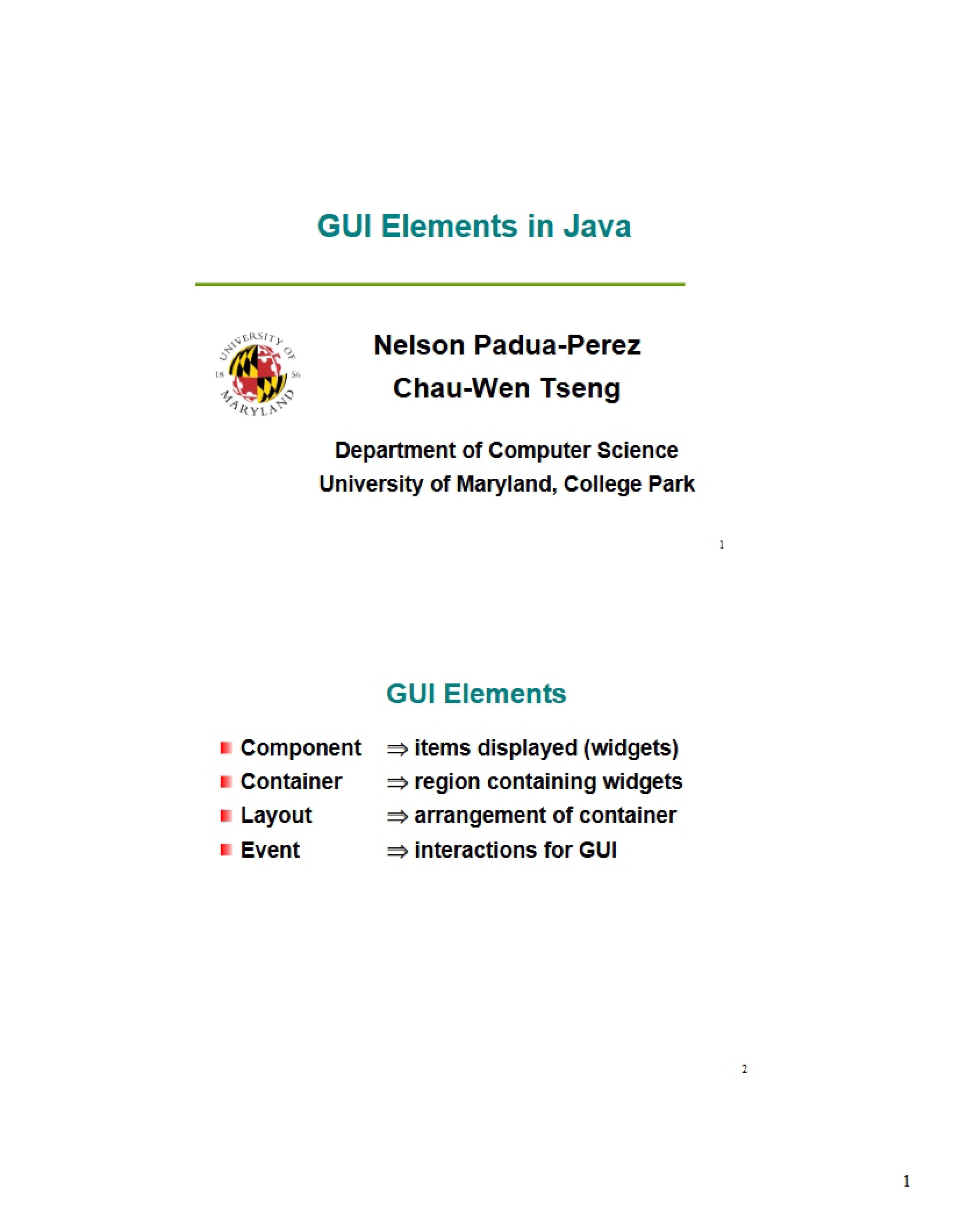 Java GUI Elements