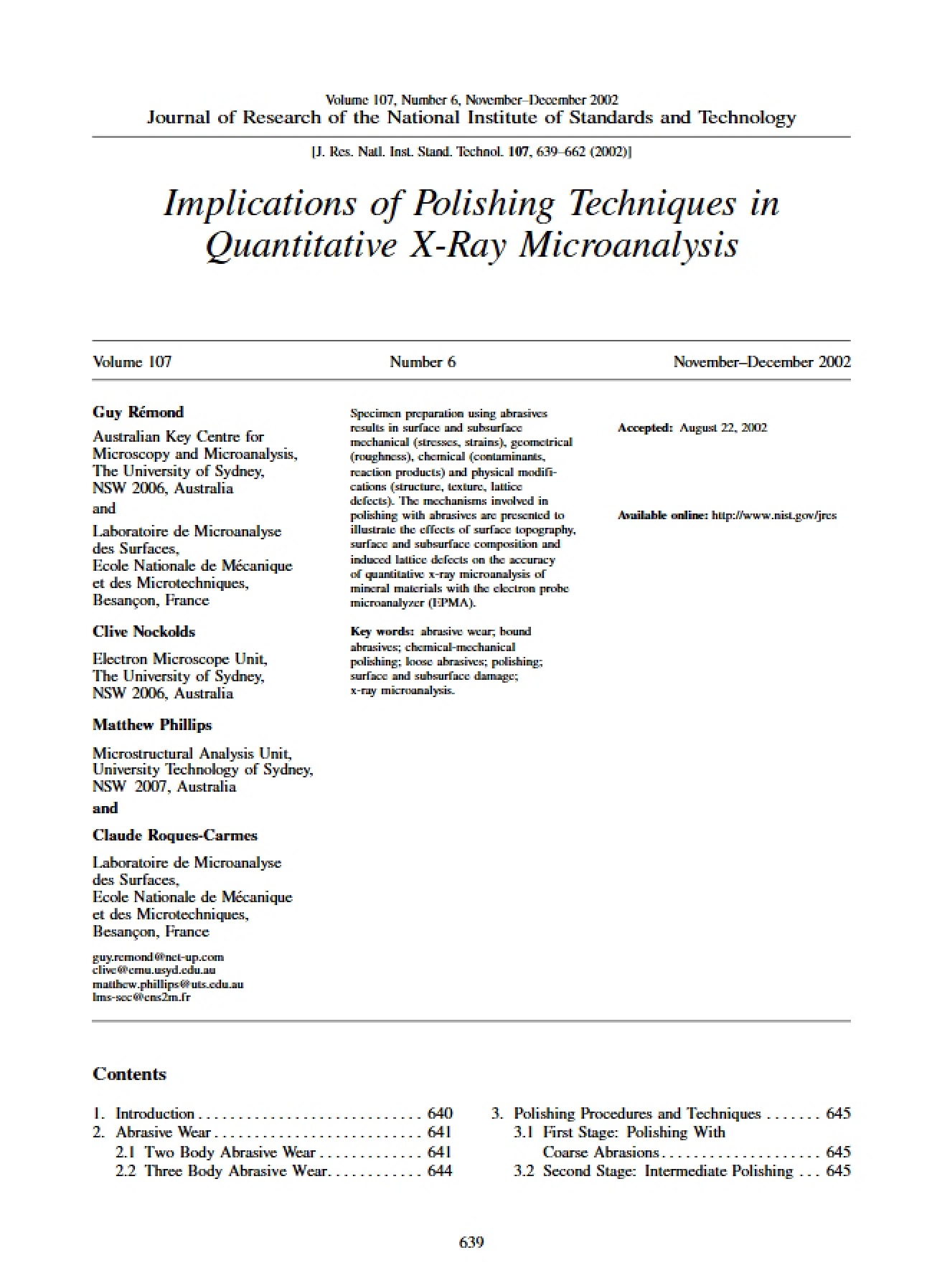 Quantitative X-Ray Microanalysis Polishing Technique Implications