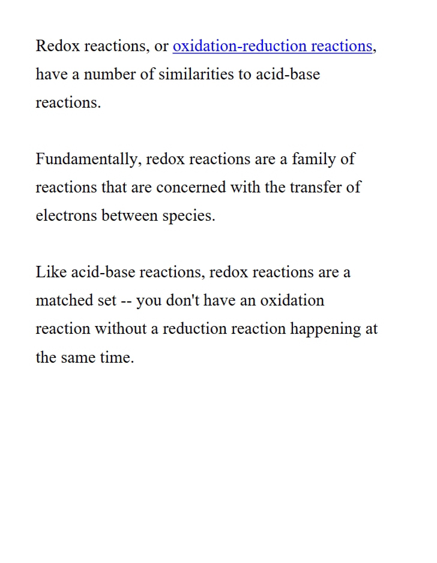 Reactions of Reduction and Oxidation