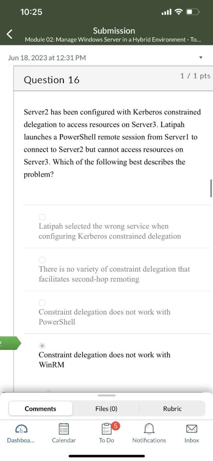 Question 16 - Module 02