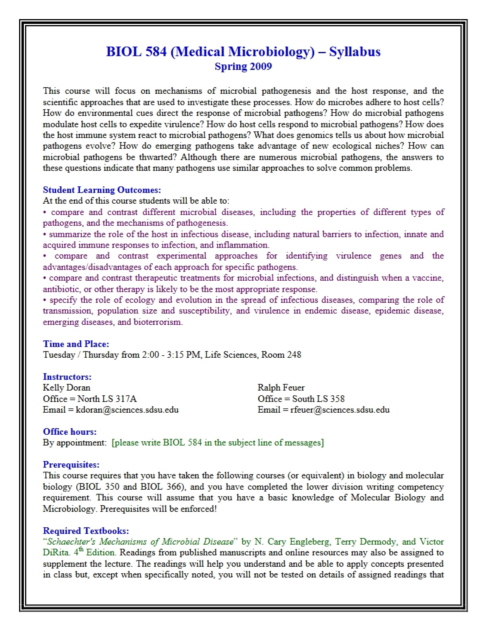 Course Syllabus Medical Microbiology