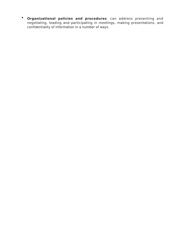 Notes on Organizational Policies and Procedures